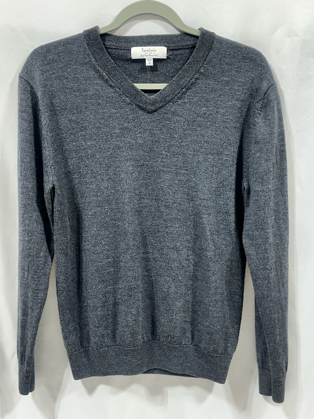 Turnbury Extra Fine Merino Wool Gray V Neck Sweater Womens Small Lightweight